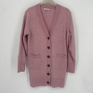 Ganni sweater women’s large L pink wool blend longline cardigan barbiecore knit